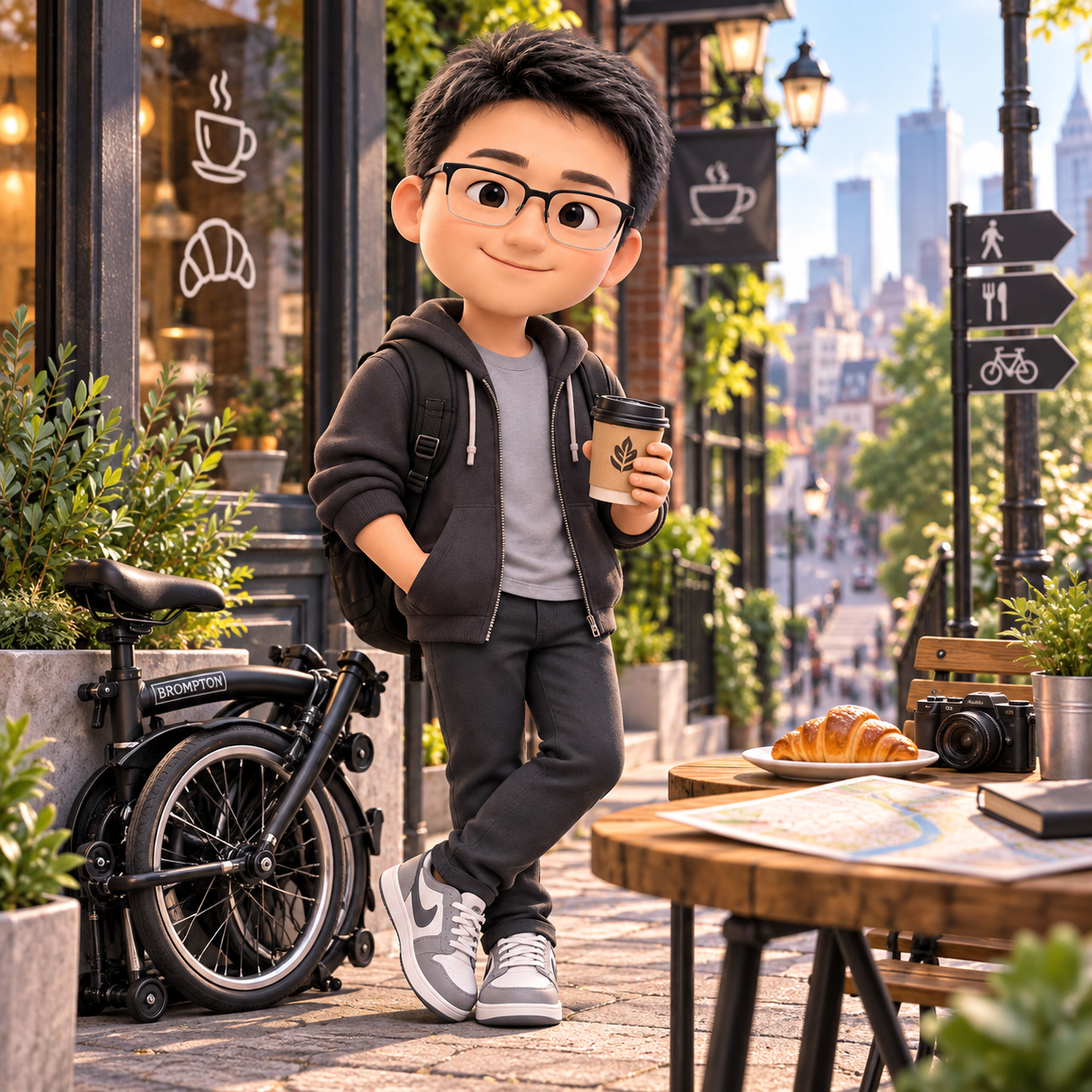 3D cartoon Carson holding a coffee mug
